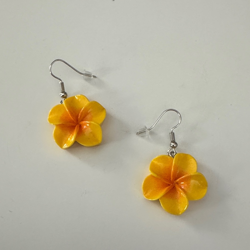 Yellow Flower Drop Earrings - Women's Floral Dangle Earrings